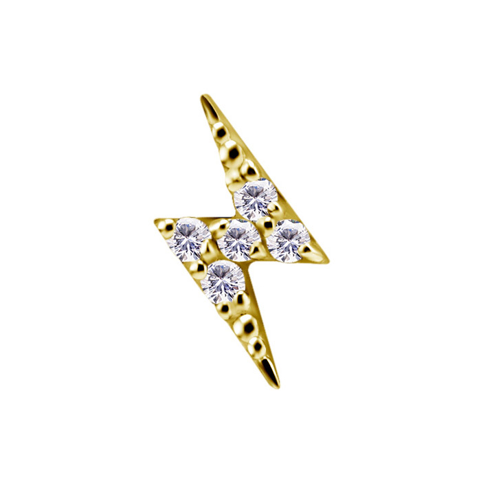 attachment 18K gold lightning bolt with white zirconia - right - GD18K-053