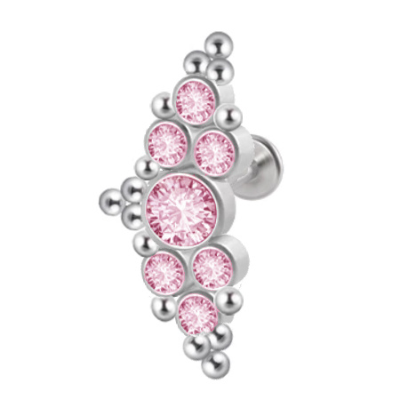 Titanium labret cluster - pink zirconia - TGW-098